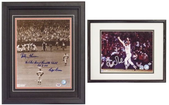 Historic Baseball Home Run Framed Autographed Photo Lot of (2): The Shot Heard Round the World & Kirk Gibson